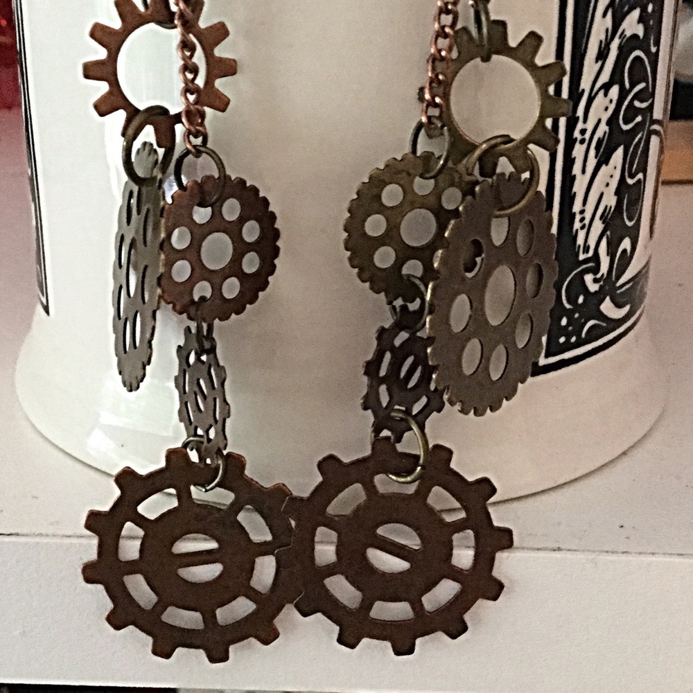 Steampunk Earrings, Unique Earrings, One Of a Kind - Picture 7 of 8